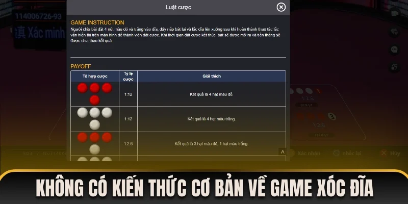 Nhập cuộc mà không có kiến thức về game xóc đĩa